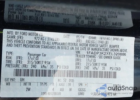 2014 Ford Focus Se from USA, damaged, VIN 1FADP3K2XEL320886